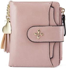 img 4 attached to Small Women's Genuine Leather RFID Blocking Wallet with Zipper Pocket - Purple
