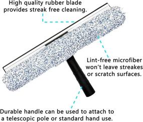 img 2 attached to 🧼 Alpine Industries 14-Inch Microfiber Window Combo: 2-in-1 Squeegee and Scrubber - Rubber Grip with Easy Rug Scrub Cleaner for Car, TV, Glass Windows & Doors