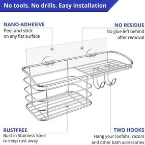 img 2 attached to 🚿 HOME SO 2-Pack Shower Caddy Basket - Large Rust-Proof Stainless Steel Bathroom Wall Organizer Shelf Rack for Shampoo, Soap, Razor, Bath Accessories - Easy Install No Drilling