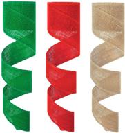 🎄 korlon burlap ribbon: 3 rolls of 2.4" x 16 yards for diy christmas crafts & decorations logo