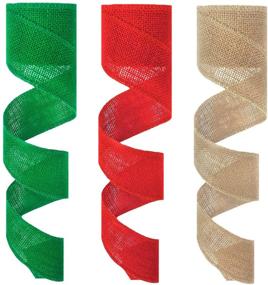 img 4 attached to 🎄 Korlon Burlap Ribbon: 3 Rolls of 2.4" x 16 Yards for DIY Christmas Crafts & Decorations