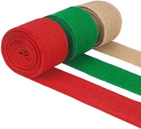 img 3 attached to 🎄 Korlon Burlap Ribbon: 3 Rolls of 2.4" x 16 Yards for DIY Christmas Crafts & Decorations