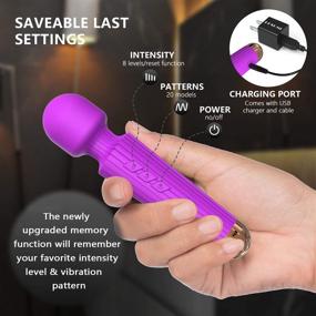 img 2 attached to 🎒 LESUMI Mini Travel Bag & Manual Included - Purple Micro Personal Wand Massager with Memory - Premium, 20 Patterns & 8 Speeds for Back, Neck, Muscle Relief, Soreness, and Recovery