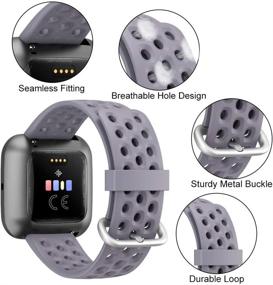 img 3 attached to 🏋️ CAVN Sport Bands for Fitbit Versa 2/Versa/Versa Lite - Soft, Waterproof Silicone Replacement Strap, Gray - Women Men S(5.1-7.9in)