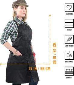 img 3 attached to 💈 Pro Barber, Tattoo, Hair Stylist, Barista, Bartender, Server Aprons – Adjustable Cross-Back Apron in Panther Black – Coated Twill with Leather Reinforcement and Split-Leg Design – for Men and Women by Under NY Sky