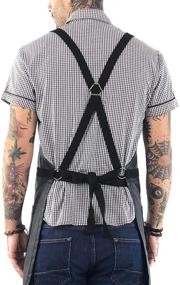 img 1 attached to 💈 Pro Barber, Tattoo, Hair Stylist, Barista, Bartender, Server Aprons – Adjustable Cross-Back Apron in Panther Black – Coated Twill with Leather Reinforcement and Split-Leg Design – for Men and Women by Under NY Sky