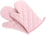 🧤 premium pink oven mitts: heat resistant kitchen gloves, quilted cotton & polyester oversized mittens - 1 pair logo