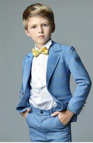 img 3 attached to Yanlu Boys Slim Fit Formal Suit Set with Blazer, Pants, Shirt, and Bow Tie - Dresswear for Boys