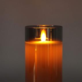 img 2 attached to 🕯️ Gray Glass Flameless Candles with Flickering Moving Flame, Timer & Batteries - Set of 3