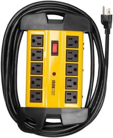 img 4 attached to 💪 10 Outlet Heavy Duty Surge Protector Power Strip - Industrial Black and Yellow Metal Surge Suppressor with 15-Foot Long Extension Cord