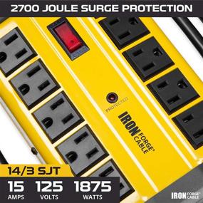 img 2 attached to 💪 10 Outlet Heavy Duty Surge Protector Power Strip - Industrial Black and Yellow Metal Surge Suppressor with 15-Foot Long Extension Cord