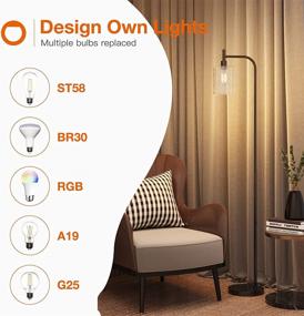 img 1 attached to 💡 Addlon LED Floor Lamp: Stylish Standing Industrial Lamp with Hanging Seeded Glass Shade and LED Bulb, Perfect for Bedroom, Living Room, and Office Décor in Black