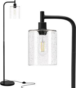 img 4 attached to 💡 Addlon LED Floor Lamp: Stylish Standing Industrial Lamp with Hanging Seeded Glass Shade and LED Bulb, Perfect for Bedroom, Living Room, and Office Décor in Black