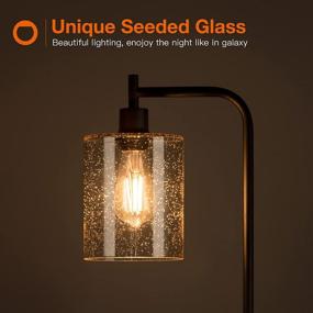 img 3 attached to 💡 Addlon LED Floor Lamp: Stylish Standing Industrial Lamp with Hanging Seeded Glass Shade and LED Bulb, Perfect for Bedroom, Living Room, and Office Décor in Black