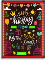 📝 hosim 32x24 led message writing board - erasable & illuminated neon effect sign with 8 color markers, 7 flashing modes - diy chalkboard for restaurants, kitchens, weddings, promotions (model 6080) logo
