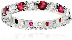 img 4 attached to 💎 Ice Gems Sterling Silver Created Ruby & Cubic Zirconia Wedding Band Ring - A Dazzling Union of Elegance and Affordability