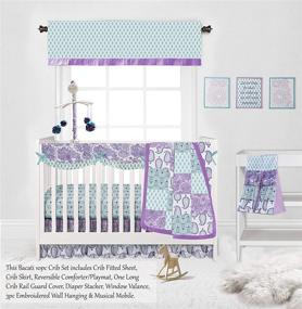 img 3 attached to 🌸 Bacati - Sophia Paisley 10-Piece Girls Crib Baby Bedding Set with Crib Rail Guard | 100% Cotton | US Standard Cribs | Lilac, Purple, Aqua