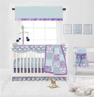 🌸 bacati - sophia paisley 10-piece girls crib baby bedding set with crib rail guard | 100% cotton | us standard cribs | lilac, purple, aqua logo