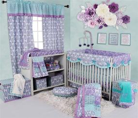 img 2 attached to 🌸 Bacati - Sophia Paisley 10-Piece Girls Crib Baby Bedding Set with Crib Rail Guard | 100% Cotton | US Standard Cribs | Lilac, Purple, Aqua