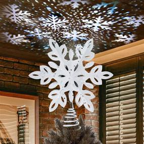 img 4 attached to 🎄 YEAHOME Snowflake Christmas Tree Topper - Lighted Snowwhite Treetop with Snowflake Projector Lights for Christmas Tree Decorations