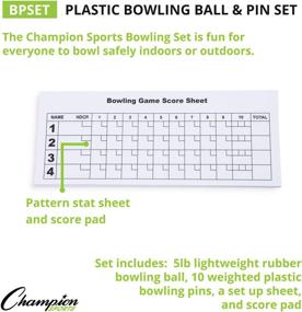 img 2 attached to 🎳 Optimized Model: BPSET - Champion Sports Bowling Set: Rubber Ball & Plastic Pins for Training & Kids Games