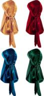 🎩 set of 4 men's velvet durags with long tail soft headwraps for achieving 360 waves - black, green, red, and royal blue logo