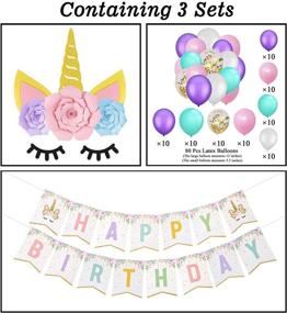 img 3 attached to 🦄 82pcs Unicorn Party Supplies Decorations: Backdrop, Banner, Balloon Set – Ideal for Unicorn Theme Birthday, Baby Shower, or Gold Party Favors