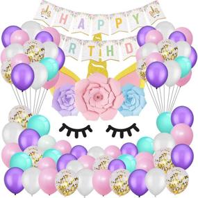 img 4 attached to 🦄 82pcs Unicorn Party Supplies Decorations: Backdrop, Banner, Balloon Set – Ideal for Unicorn Theme Birthday, Baby Shower, or Gold Party Favors