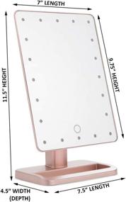 img 2 attached to 💄 Impressions Touch XL Dimmable LED Makeup Mirror with 5X Detachable Magnifying, Suction Cup, 360° Swivel, Touch Power Sensor - Rose Gold Vanity Dressing Mirror