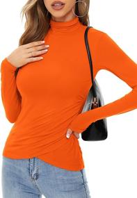 img 2 attached to 👚 Wardrobe Essential: Loemes Turtleneck Long Sleeve Wrap Ruched Tops for Women - Ultimate Fall Fashion