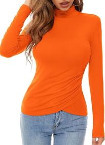 img 1 attached to 👚 Wardrobe Essential: Loemes Turtleneck Long Sleeve Wrap Ruched Tops for Women - Ultimate Fall Fashion