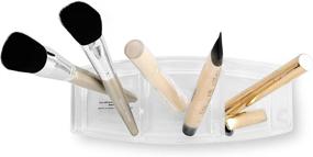 img 1 attached to 💄 BINO 'Keep It Simple' 3-Compartment Clear Acrylic Makeup Brush Holder: Transparent Brush Organizer for Cosmetics and Vanity, Beauty Makeup Brush Organizer for Easy Access and Storage