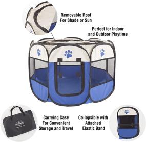 img 1 attached to 🐾 Blue PETMAKER Pop-Up Pet Playpen: Portable Collection with Carrying Case