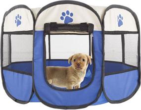 img 4 attached to 🐾 Blue PETMAKER Pop-Up Pet Playpen: Portable Collection with Carrying Case
