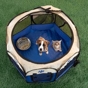 img 3 attached to 🐾 Blue PETMAKER Pop-Up Pet Playpen: Portable Collection with Carrying Case