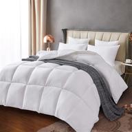 🛏️ leeden white down alternative comforter queen: all season lightweight quilted bed comforter - soft and machine washable - perfect winter duvet insert with corner tabs (queen white) logo