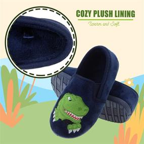 img 1 attached to DECIMEN Boys Dinosaur Slippers: Cozy, Rubber-Sole Slip-Ons for Indoor and Outdoor Fun!