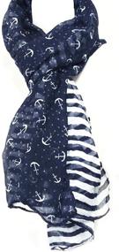 img 3 attached to Wrapables Stripes Anchor Nautical Marine Women's Accessories
