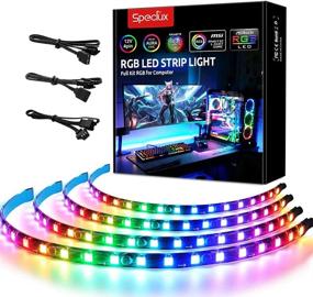 img 4 attached to 💡 Speclux Addressable RGB LED Strip Lights with RGBIC Magnetic Strips - Pack of 4 Light Strips (84 LEDs) for 5V 3-pin ARGB LED Headers, Compatible with ASUS Aura SYNC, Gigabyte RGB Fusion, and MSI Mystic Light Sync Motherboards