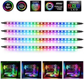 img 2 attached to 💡 Speclux Addressable RGB LED Strip Lights with RGBIC Magnetic Strips - Pack of 4 Light Strips (84 LEDs) for 5V 3-pin ARGB LED Headers, Compatible with ASUS Aura SYNC, Gigabyte RGB Fusion, and MSI Mystic Light Sync Motherboards