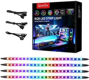 img 3 attached to 💡 Speclux Addressable RGB LED Strip Lights with RGBIC Magnetic Strips - Pack of 4 Light Strips (84 LEDs) for 5V 3-pin ARGB LED Headers, Compatible with ASUS Aura SYNC, Gigabyte RGB Fusion, and MSI Mystic Light Sync Motherboards