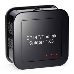 img 4 attached to Enhance Your Audio Experience with the Digital Optical Audio 1x3 Splitter: SPDIF TOSLINK Fiber Audio Splitter with Optical Cable and Power Adapter