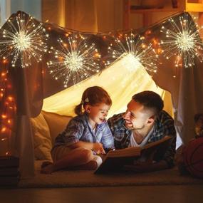 img 2 attached to 🎆 Enhance the Festivities: 4 Packs of Firework Lights Copper Wire LED Lights with 8 Modes Dimmable String Fairy Lights and Remote Control! Perfect Waterproof Hanging Starburst Lights for Parties, Home, Christmas Outdoor Decoration