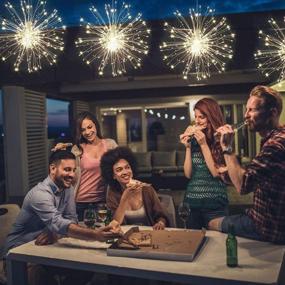 img 1 attached to 🎆 Enhance the Festivities: 4 Packs of Firework Lights Copper Wire LED Lights with 8 Modes Dimmable String Fairy Lights and Remote Control! Perfect Waterproof Hanging Starburst Lights for Parties, Home, Christmas Outdoor Decoration