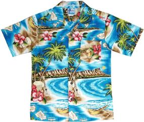 img 1 attached to 🌺 Hibiscus Hawaiian Island Turquoise Boys' Tops, Tees & Shirts by RJC