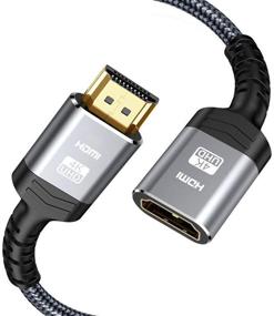 img 4 attached to 🔌 1FT High Speed HDMI Extender Cable | Short 4K HDMI Extension | Male to Female Adapter | Braided Nylon, Anti-Interference | Supports 3D, 1080P, 2160P | Roku/Fire TV Stick, Google Chromecast Compatible