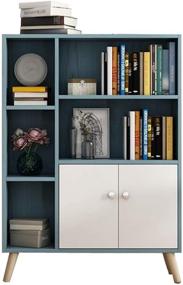 img 4 attached to GDLMA Storage Sideboard, 🔵 Blue Modern Bookcase with 2 Doors