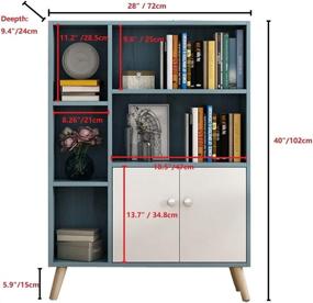 img 2 attached to GDLMA Storage Sideboard, 🔵 Blue Modern Bookcase with 2 Doors