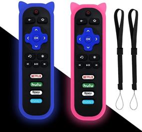 img 4 attached to 📺 Universal Pack of 2 Remote Control Replacements for TCL Roku TVs with Remote Cover - Compatible with All TCL 32" 40" 43" 48" 49" 50" 55" 65" 75" 85" Roku TV - No Setup Required (Glow Pink and Blue)