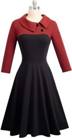 img 3 attached to 👗 HomEYEE Women's Colorblock Sleeve Church Dresses in Women's Clothing